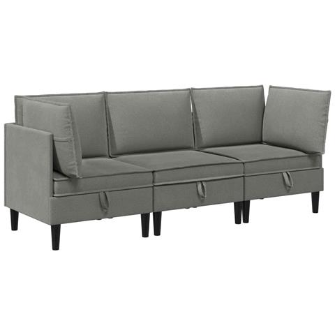 Set di mobili per il soggiorno 3 pcs Grigio scuro Tessuto - Foto 1