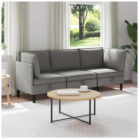 Set di mobili per il soggiorno 3 pcs Grigio scuro Tessuto - Foto 2