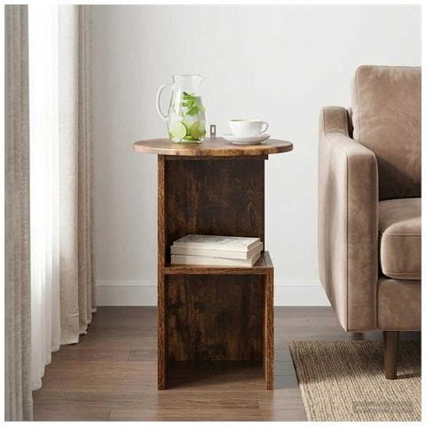 Tavolo laterale Rovere Fumo Ø 39,5 x 55 cm Legno ingegnerizzato - Foto 2