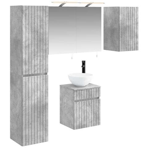 Set di Armadi da Bagno 5 pcs Grigio Cemento 40 x 10,5 x 60,5 cm - Foto 1