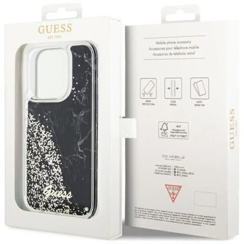 Guess Guhcp14llcsgsgk Custodia Per Iphone 14 Pro 6,1 Nera /nera Effetto Liquid Glitter Marble - Foto 3