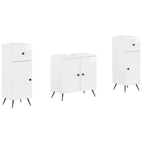 Set di Armadi da Bagno da 2 Pezzi BREDA Bianco Lucido - Foto 1