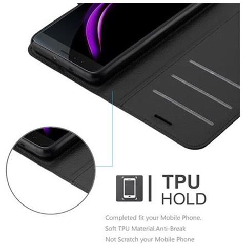 Cadorabo Custodia Compatibile Con Honor 8 In Nero Carbone - Coperchio Protettiva Con Chiusura Magnetica, Funzione Stand E Tasca Per Le Carte - Foto 2