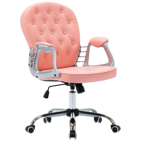 Sedia Da Ufficio Girevole Rosa In Similpelle - Foto 1