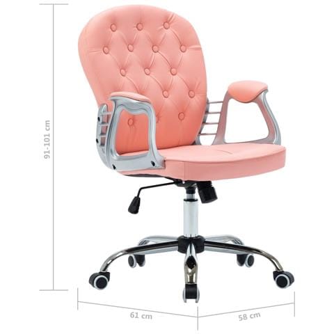 Sedia Da Ufficio Girevole Rosa In Similpelle - Foto 10