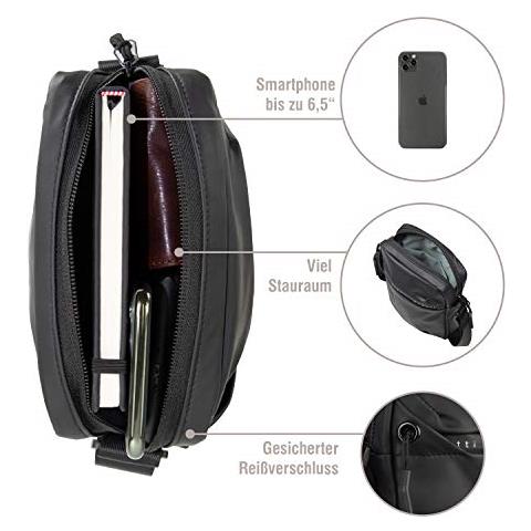 Blanc Borsa A Tracolla Uomo E Donna, Borsello Uomo Tracolla, Borsa Messenger, Piccola - Nero - Foto 5