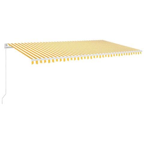 Tenda da Sole Retrattile Manuale LED 600x350 cm Giallo Bianco - Foto 1