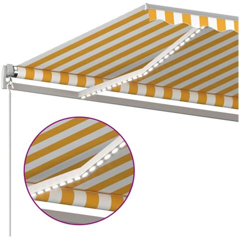 Tenda da Sole Retrattile Manuale LED 600x350 cm Giallo Bianco - Foto 6