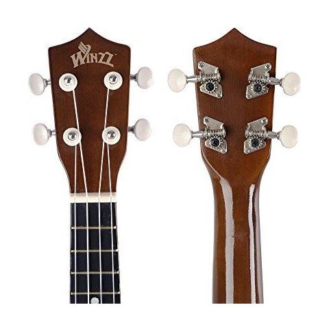 Soprano Ukulele Kit Per Iniziare Con Il Sacchetto Clip-on Tuner Stringhe Aggiuntivi Cinghia Plettro Fret Adesivi Chords Carta Panno Tan Brown - Foto 2