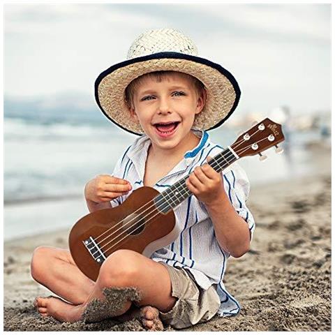 Soprano Ukulele Kit Per Iniziare Con Il Sacchetto Clip-on Tuner Stringhe Aggiuntivi Cinghia Plettro Fret Adesivi Chords Carta Panno Tan Brown - Foto 4