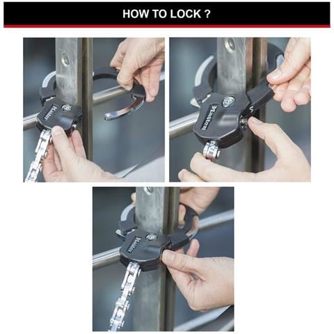 Manetta Antifurto Per Bicicletta / Passeggino / Scooter Con Cavo Di Sicurezza, Nero - Foto 2