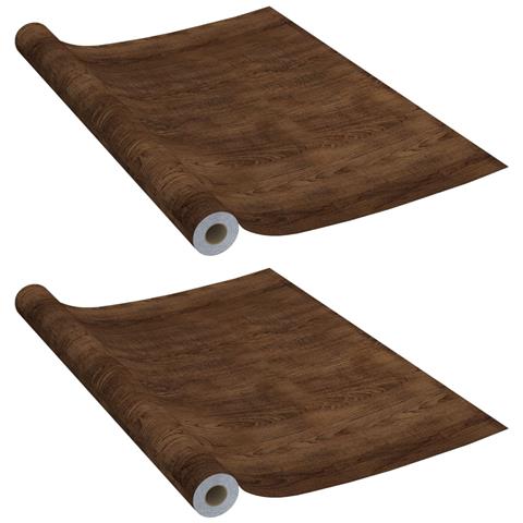 Pellicole Autoadesive Mobili 2 pz Rovere Scuro 500x90 cm PVC - Foto 1