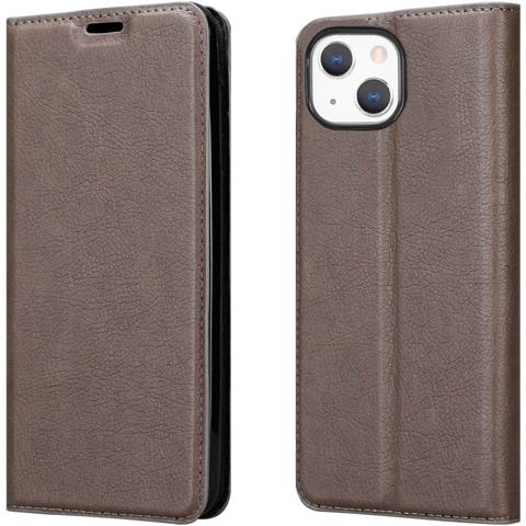 Custodia Compatibile Con Apple Iphone 13 Mini In Bruno Caffè - Coperchio Protettiva Con Chiusura Magnetica, Funzione Stand E Tasca Per Le Carte - Foto 8