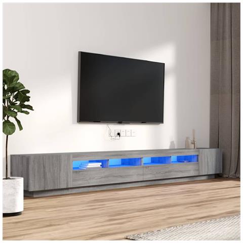 Set Mobili Tv 3 Pz Con Luci Led Grigio Sonoma Legno Multistrato - Foto 11