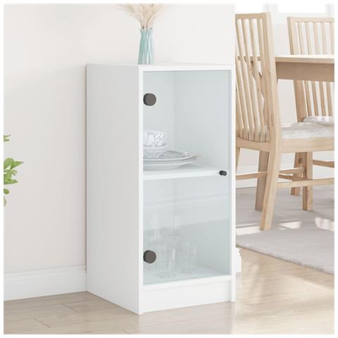 Mobile Con Ante In Vetro Bianco 35x37x75,5 Cm - Foto 1