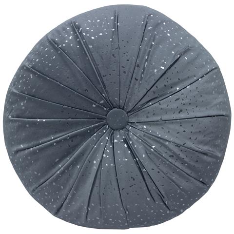 Cuscino Arredo Imbottito Effetto Velluto Rotondo A Pieghe Plissettato Con Lurex 38x38 Grigio - Foto 1