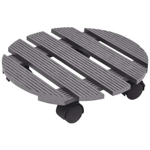 Carrelli Porta Piante 4 Pz Grigi 30x7,5 Cm Wpc - Foto 2