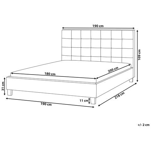 Letto Ad Acqua Tessuto La Rochelle 180 X 200 Cm Marrone - Foto 11