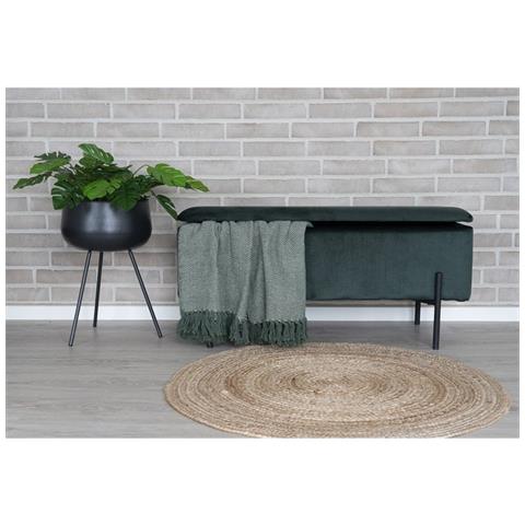 Panca Con Portaoggetti Watford - Verde - Poliestere - 36,5x95x46 Cm - Foto 2
