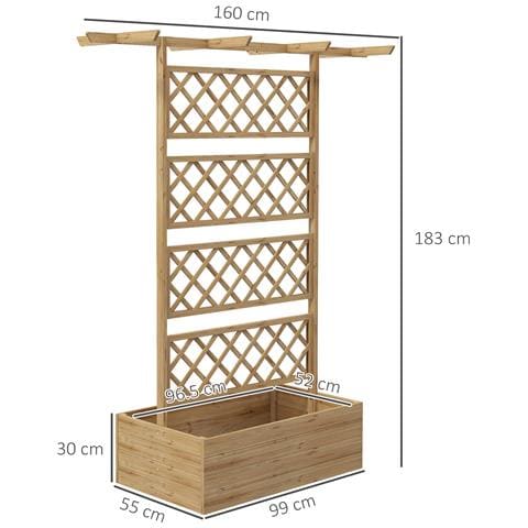 Letto Per Orto Con Traliccio E Pergola Per Rampicanti Con Fondo Aperto, 160x55x183cm, Legno Naturale - Foto 6