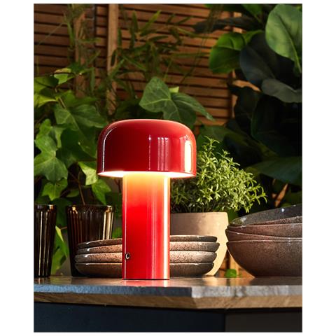 Lampada Da Tavolo Senza Fili A Led Besos Con Dimmer Metallo Rosso - Foto 1