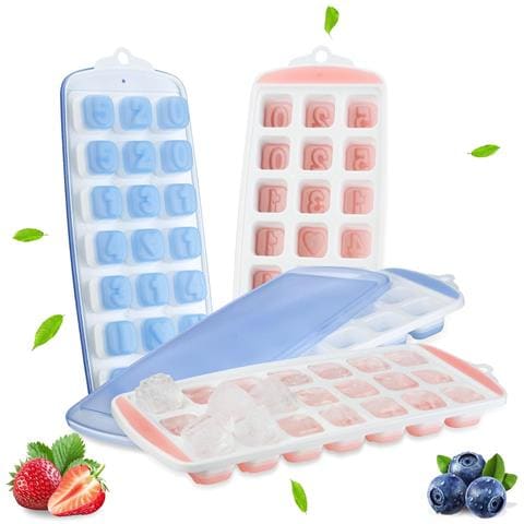 Set Di 4 Stampo In Silicone Per Cubetti Di Ghiaccio A Forma Di Cuori E Numeri - Foto 1