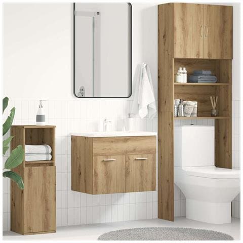 Mobile Lavabo Bagno Rovere Artigianale 60x38,5x46 cm Truciolato - Foto 1