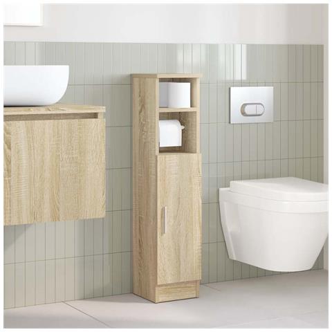 Mobile Da Bagno Con Portarotolo Rovere Sonoma 20,5x22x90 Cm - Foto 3