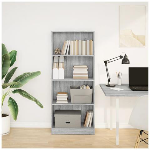 Libreria Grigio Sonoma 60x24x143 Cm In Legno Multistrato - Foto 3