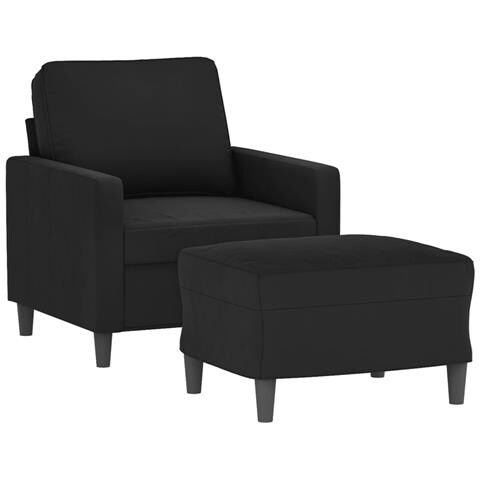 Poltrona Con Poggiapiedi Nero 60 Cm In Velluto - Foto 3