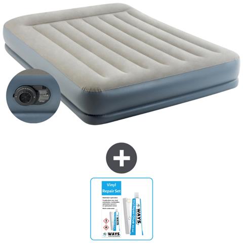 Set Materassino Gonfiabile - 203x152x30 Cm - Grigio - Include Accessori Coordinati Cb21 - Foto 1