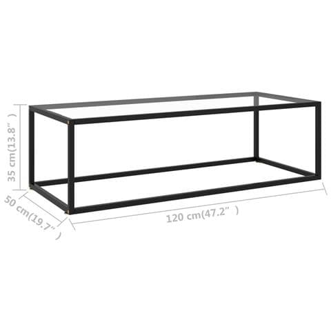 Tavolino Da Salotto Nero Con Vetro Temperato 120x60x35 Cm - Foto 6
