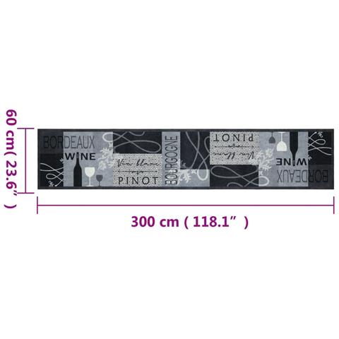 Tappeto Da Cucina Lavabile Grigio Vino 60x300 Cm In Velluto - Foto 5