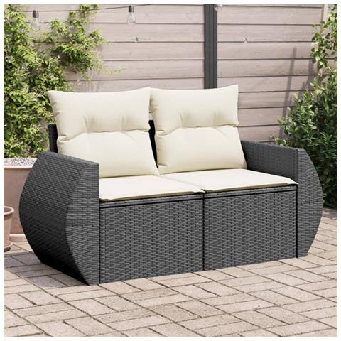 Divano Da Giardino Con Cuscini A 2 Posti Nero In Polyrattan - Foto 8