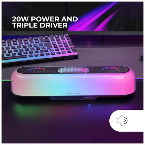 Marsgaming Msb-orb, Altoparlante Portatile Soundbar 20w, Illuminazione Orbilight Rgb 360º, Triplo Driver, Bluetooth 5.3 / Usb/microsd/aux/fm, Nero - Foto 6