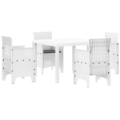 Set Pranzo Giardino 5 pezzi con cuscini Bianco Polyrattan - Foto 1