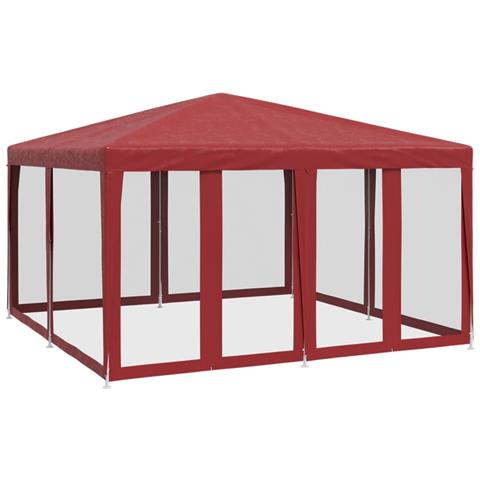 Tenda per Feste con 8 Pareti Laterali in Rete Rossa 4x4 m HDPE - Foto 1