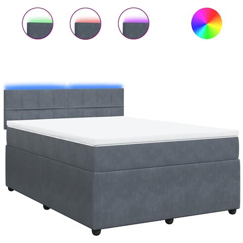 Giroletto a Molle con Materasso Grigio Scuro 140x190 cm Velluto - Foto 1