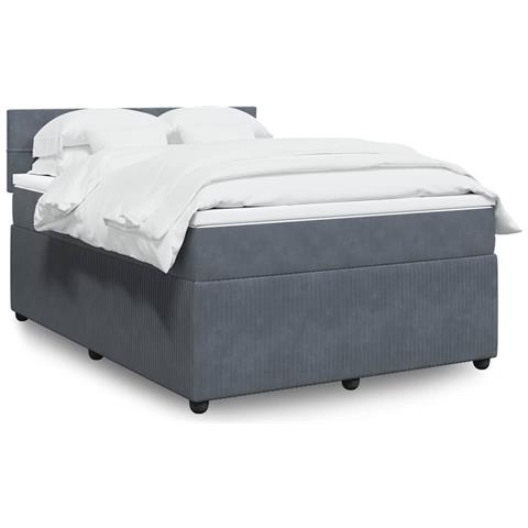 Giroletto a Molle con Materasso Grigio Scuro 140x190 cm Velluto - Foto 2