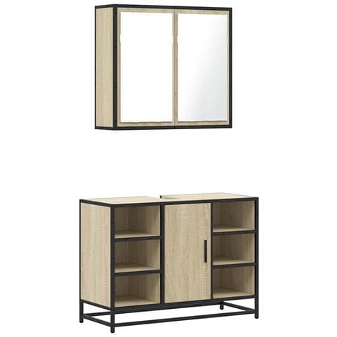 Set Mobili da Bagno 2 pz Rovere Sonoma in Legno Multistrato - Foto 1