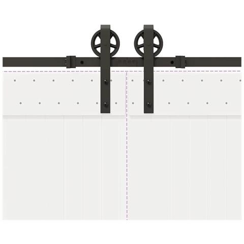 Kit di Binari per Porte Scorrevoli 366 cm Acciaio Nero - Foto 9