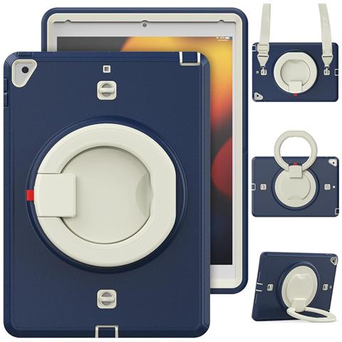 Custodia Per Ipad 9/8/7 10.2” Con Supporto E Tracolla Blu Navy - Foto 4
