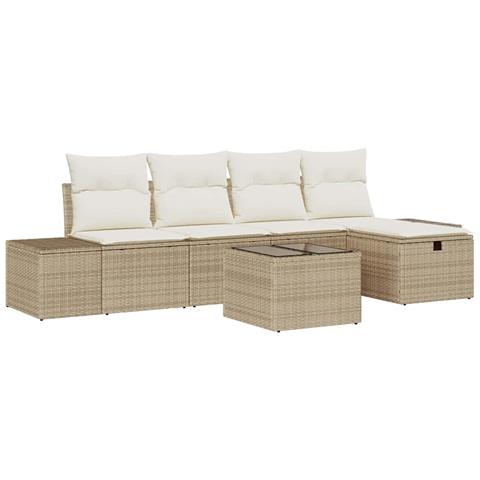 Set Divano da Giardino 6 pcs Beige 55 x 62 x 69 cm Poly Rattan - Foto 1