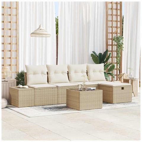 Set Divano da Giardino 6 pcs Beige 55 x 62 x 69 cm Poly Rattan - Foto 2