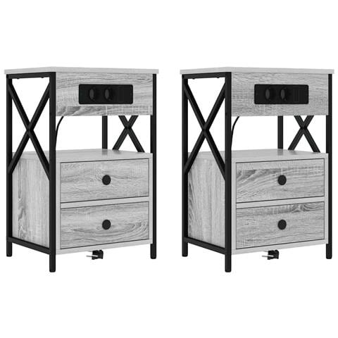 Armadio da Notte 2 pcs Grigio sonoma 40 x 31 x 60 cm - Foto 1