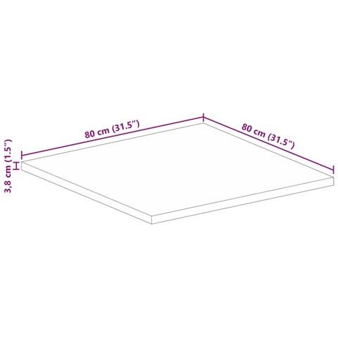 Piano per Tavolo 80x80x3,8 cm Quadrato Legno Massello di Acacia - Foto 9