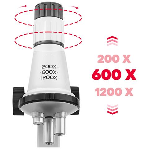 Microscopio Per Bambini Con Luce Led Regolabile Base Ruotante, Bianco - Foto 2