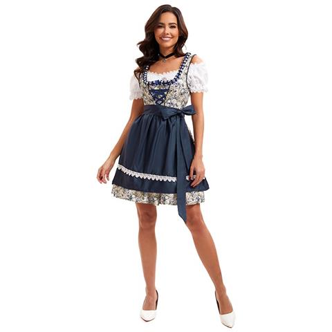 Costume Dirndl Oktoberfest: Abito Bavarese Da Birraia Con Stampa Floreale M - Foto 2