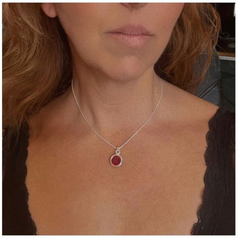 Collana Con Ciondolo In Cristallo Rosso Sw - Foto 2