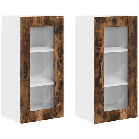 Pensile cucina con porta 2 pcs Rovere fumé 40 x 31 x 80 cm - Foto 1